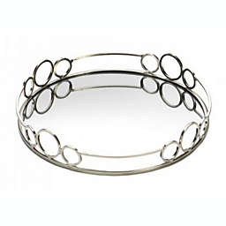 Accent Plus Decorative Silver Circles Mirrored Tray