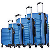 Infinity Merch 4 Piece Set Luggage Expandable Suitcase in Blue