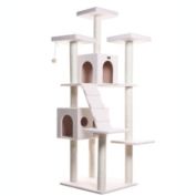 Armarkat 77-Inch Wooden Step Cat Tower Tree Condo Scratcher Kitten House - Ivory