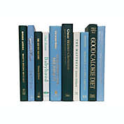 Booth & Williams Green, Blue, White Team Colors Decorative Books, One Foot Bundle of Real, Shelf-Ready Books