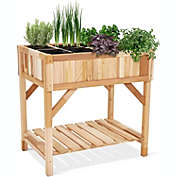 Jumbl Raised Canadian Cedar Herb Garden Bed, Elevated Wood Planter for Flowers, Vegetables & More