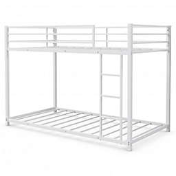 Costway Twin Over Twin Bunk Bed Frame Platform with Guard Rails and Side Ladder