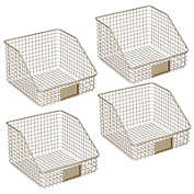 mDesign Slanted Front Kitchen Pantry Storage Organizer Basket - 4 Pack