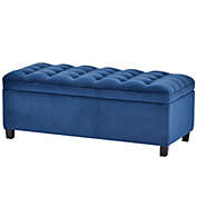 Saltoro Sherpi Storage Bench with Flip Button Tufted Top and sleek Legs, Blue-