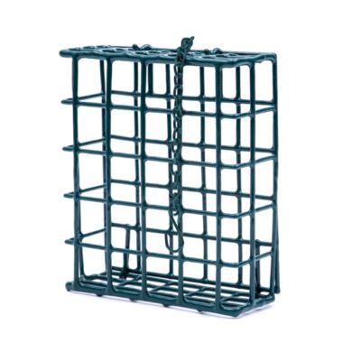 MEKKAPRO Suet Wild Bird Feeder with Hanging Metal Roof, One Suet Capacity, Bird Feed Recommended (Single)