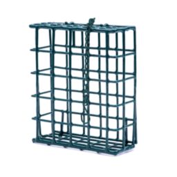 MEKKAPRO Suet Wild Bird Feeder with Hanging Metal Roof, One Suet Capacity, Bird Feed Recommended (Single)