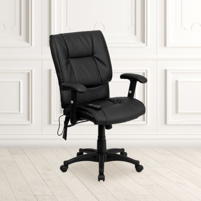 Flash Furniture Mid-Back Massaging Black Leather Executive Office Chair