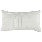 Saltoro Sherpi 14 x 26 Lumbar Accent Throw Pillow, Hand Pleated, Vintage, Ivory White,