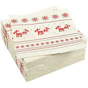 Blue Panda Reindeer Paper Napkins for Christmas Party (6.5 x 6.5 Inches, 100 Pack)