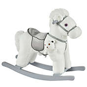 Halifax North America Kids Plush Ride-On Rocking Horse Toy Children Chair with Soft Plush Toy & Fun Realistic Sounds - White