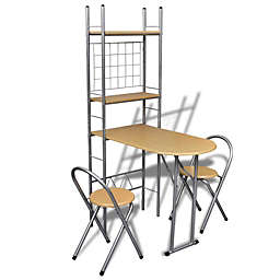 vidaXL Foldable Breakfast Bar Set with 2 Chairs