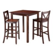 Winsome Modern Parkland 3-Piece High Table with 2 Bar V-Back Stools