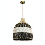 ELE Light & Decor Ava 1-Light Rattan Black&White Pendant Design Pendant Light with Rattan Shade