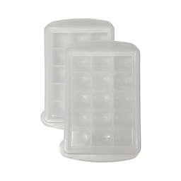 2 Pack Easily Pops Out 15 Compartments Ice Cube Tray with Lid (White)