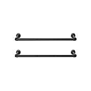 SONGMICS Wall-Mounted Clothes Rack, Set of 2, Industrial Pipe Clothes Hanging Bar, Space-Saving, 36.2 x 11.8 x 2.9 Inches, Each Holds up to 110 lb, Easy Assembly, for Small Space, Black