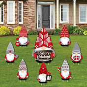 Big Dot of Happiness Christmas Gnomes - Yard Sign and Outdoor Lawn Decorations - Holiday Party Yard Signs - Set of 8