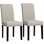 Slickblue Set of 2 Fabric Upholstered Dining Chairs with Nailhead-Light Sage