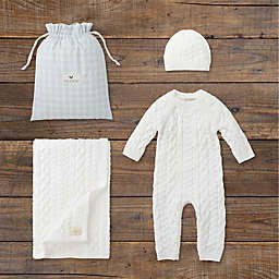 Hope & Henry Baby Cable Knit Gift Set (Soft White, 12-18 Months)