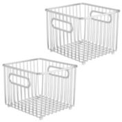 mDesign Metal Kitchen Pantry Food Storage Basket Bin, 2 Pack