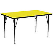 Flash Furniture 30&#39;&#39;W x 72&#39;&#39;L Rectangular Yellow HP Laminate Activity Table - Standard Height Adjustable Legs