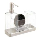 mDesign Plastic Kitchen Countertop Dish Soap Pump & Sponge Caddy