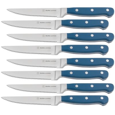 Dura Living Superior Series 8 Piece Stainless Steel Steak Knife Set, Royal Blue