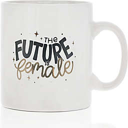 Okuna Outpost Large Ceramic Coffee Mug, The Future Is Female (White, 16 oz)