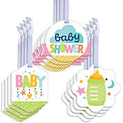 Big Dot of Happiness Colorful Baby Shower - Assorted Hanging Gender Neutral Party Favor Tags - Gift Tag Toppers - Set of 12