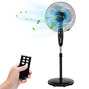 Costway-CA 16 Inches Adjustable Height Fan with Quiet Oscillating Stand for Home and Office