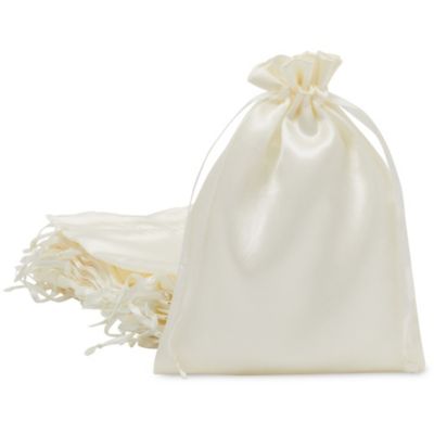 Sparkle and Bash White Satin Drawstring Pouches, Wedding Party Favor Gift Bags (5x7 In, 36 Pack)