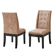 Pilaster Designs Riley Contemporary Parsons Dining Side Chairs, Light Brown Polyester Upholstery & Cappuccino Wood Legs, (Set of 2)