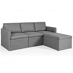 Costway Convertible L-Shaped Sectional Sofa Couch with Reversible Chaise-Green