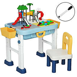 Gymax 6 in 1 Kids Activity Table Set w/ Chair Toddler Luggage Building Block Table