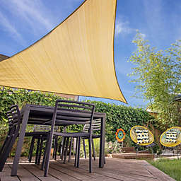 Triangle Sun Shade Sail - 10' x 10' x 10' - UV Block Canopy for Patio, Deck, Backyard, Lawn, Garden -  Beige - Backyard Expressions