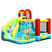 Slickblue 6 in 1 Inflatable Bounce House with Climbing Wall and Basketball Hoop without Blower