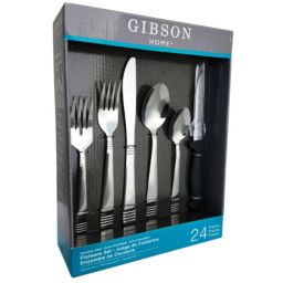 Gibson Palmore Plus 24 Piece Stainless Steel Flatware Set with 4 Steak Knives