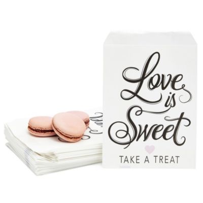 Sparkle and Bash Love Is Sweet Take a Treat Wedding, Bridal Shower Party Favor Goodie Candy Bags (5 x 7.5 in, 100 Pack)