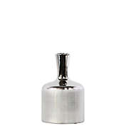 Saltoro Sherpi Patterned Bottle Shaped Ceramic Vase With Long Elongated Neck, Small, Silver-