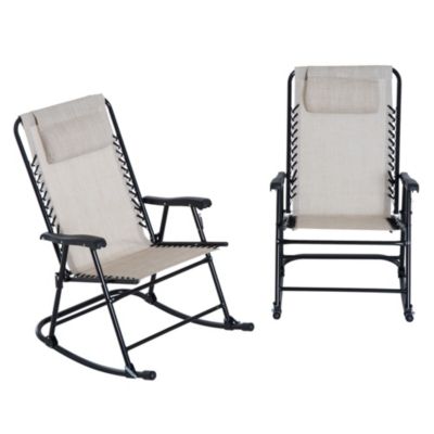 Goplus Folding Zero Gravity Rocking Chair Rocker Outdoor Patio Headrest Blue 