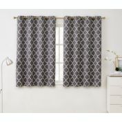 THD Royal Lattice Decorative Blackout Thermal Privacy Room Darkening Grommet Window Drapes Curtain Panels for Bedroom - Set of 2