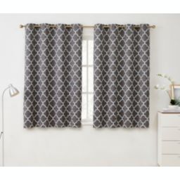 THD Royal Lattice Decorative Blackout Thermal Privacy Room Darkening Grommet Window Drapes Curtain Panels for Bedroom - Set of 2