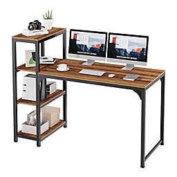 Eureka Modern SH140A Computer Desk with 4 Tier Storage Shelves, Reclaimed Wood