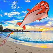 IMAGE 3D Kite Large Orange Dolphin Breeze Beach Kites with Huge Frameless Soft Parafoil Giant for Kids Family
