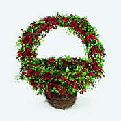 Department 56 33" Green and Red Holly Ivy Christmas Display Basket