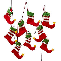 Kurt Adler 6' Red, White and Green Santa's Workshop Elf Stocking Christmas Garland