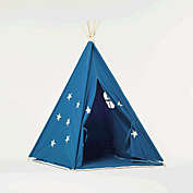 RocketBaby Teepee Play Tent Blue and Fluorescent Stars with Cushion