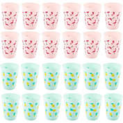 Blue Panda Plastic Party Cups - 24-Pack Reusable Tumblers, 16-Ounce Plastic Cups, Tropical Themed Party Supplies for Bridal Showers, Birthdays, Flamingo and Pineapple Designs, 3.5 x 4.4 x 3.5 inches