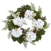 Nearly Natural 24" Gold Trimmed Hydrangea and Berry Wreath