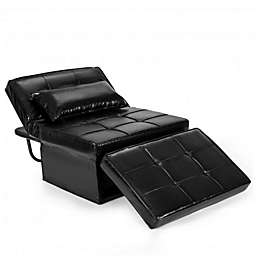 Costway Sofa Bed 4 in 1 Multi-Function Convertible Sleeper Folding footstool-Black