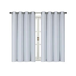 Kate Aurora 100% Hotel Thermal Blackout White Grommet Top Curtain Panels - 50 in. W x 45 in. L, White